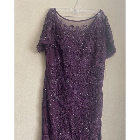 NWT JS Collections Women's Dress Purple Size 10 Beaded Gown - Picture 3 of 11